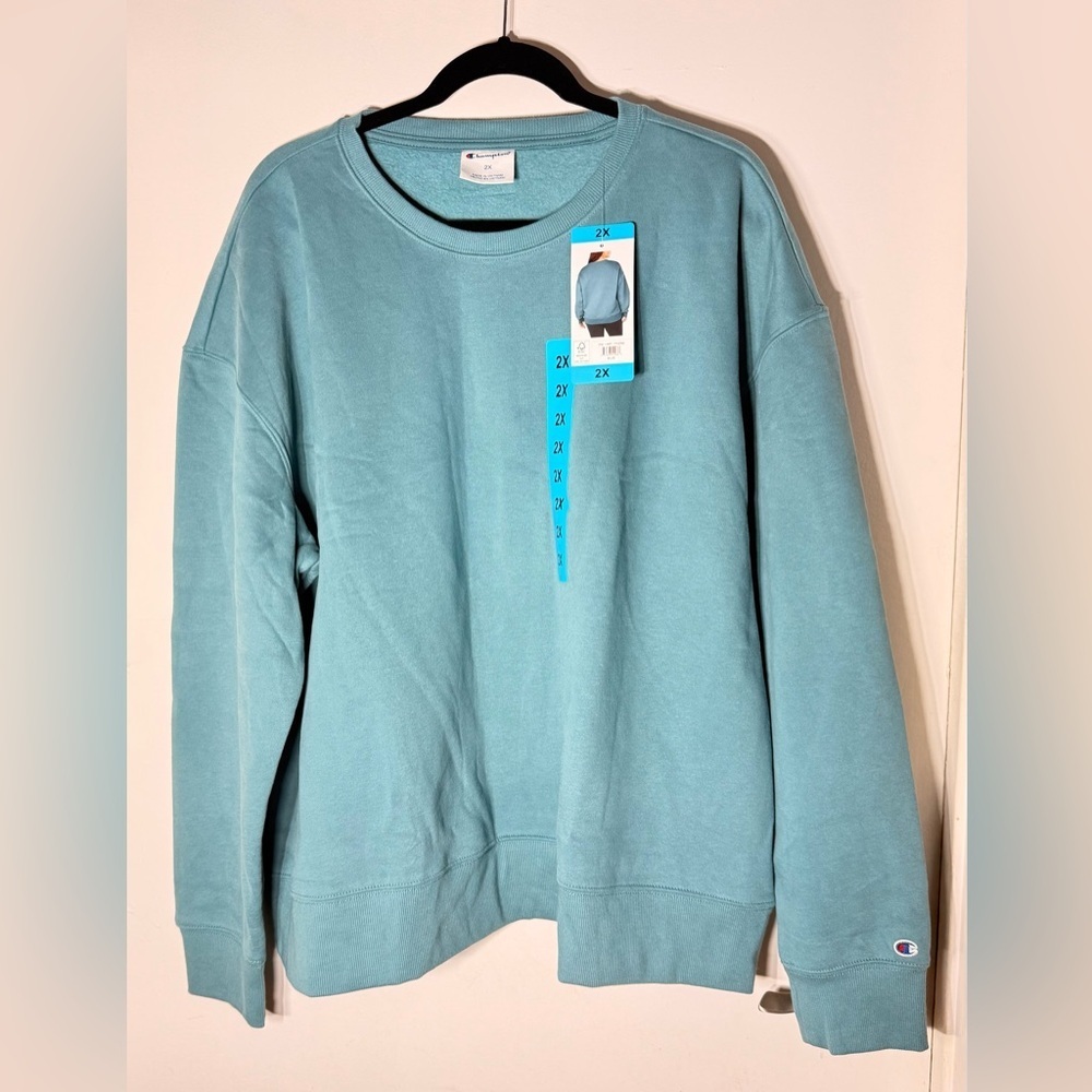 Champion Crewneck Sweatshirt Teal Blue 2X NWT - Picture 1 of 5